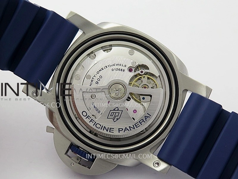 PAM1696 44mm Submersible VSF 1:1 Best Edition White Dial On Blue Rubber Strap P.900 Super Clone